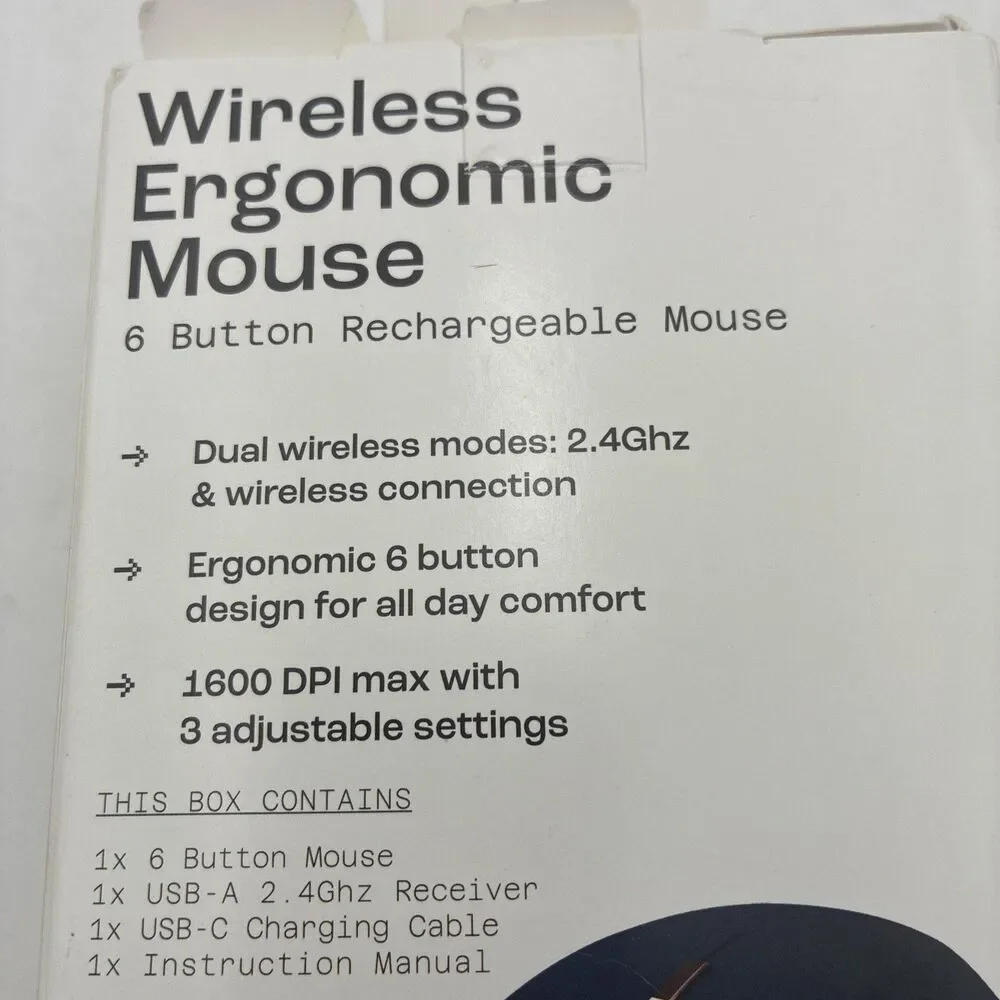 North Wireless Ergonomic 6 Button Mouse Rechargeable 2.4ghz & Wireless